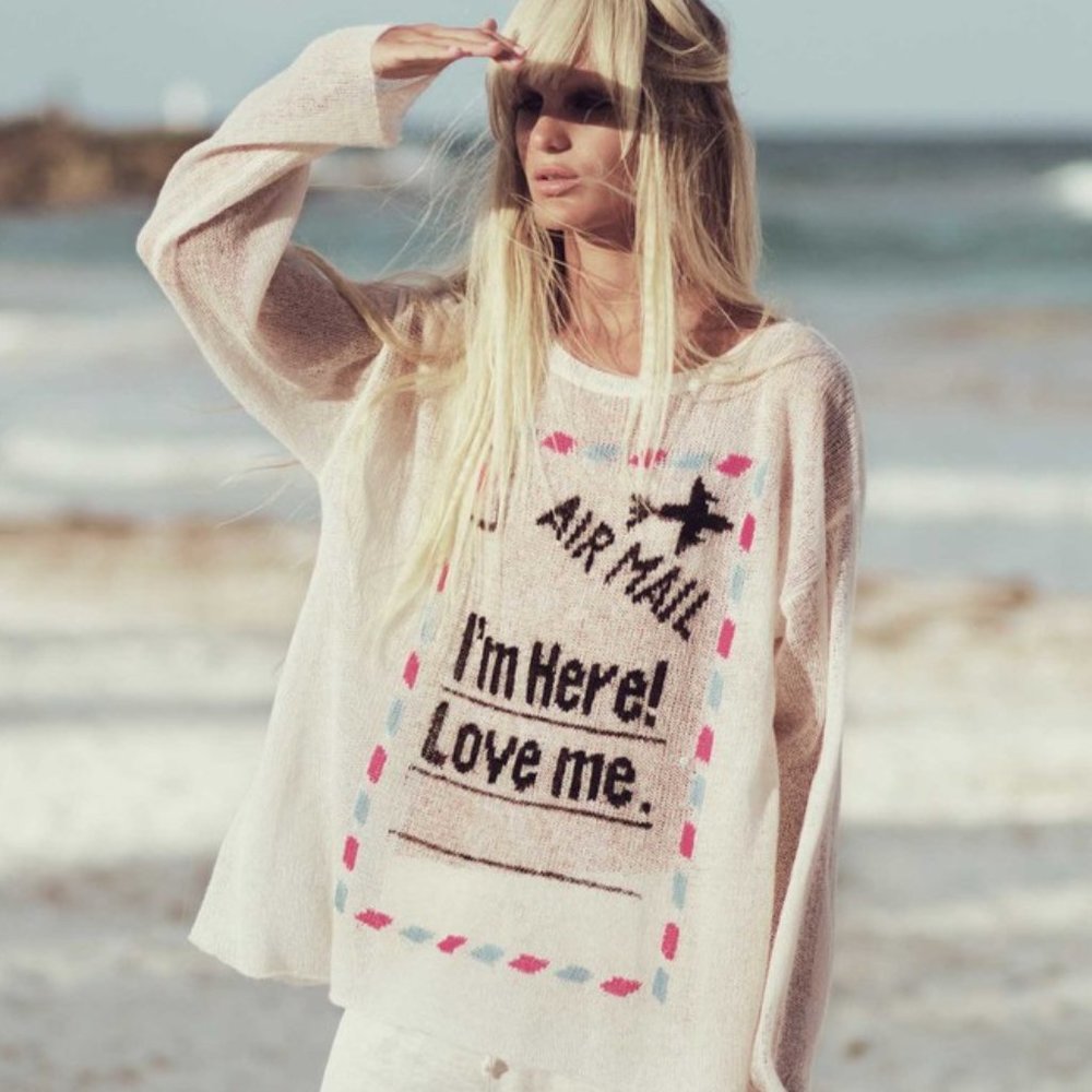 Wildfox Air Mail Sweater, Vintage Lace, S